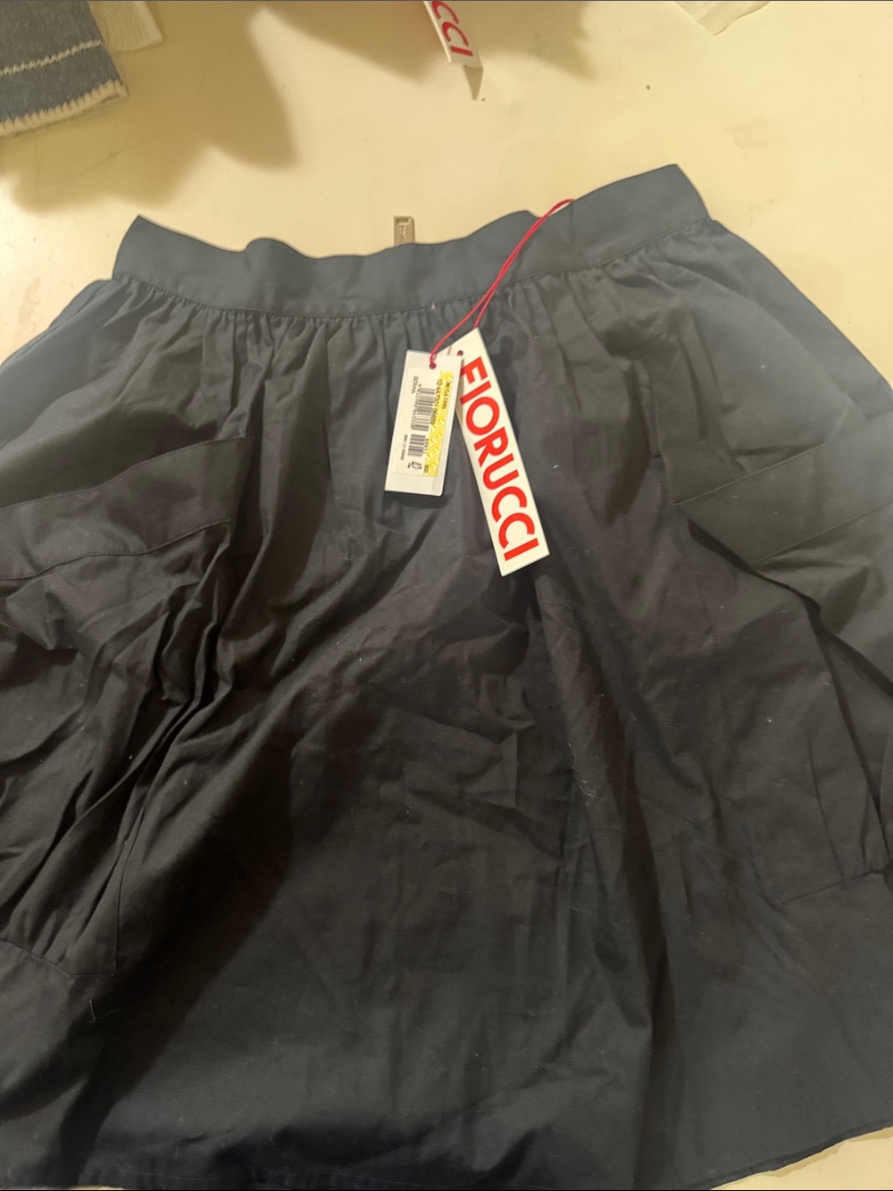 Fiorucci Navy Gathered A-Line Skirt